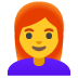 👩‍🦰 woman: red hair display on Google